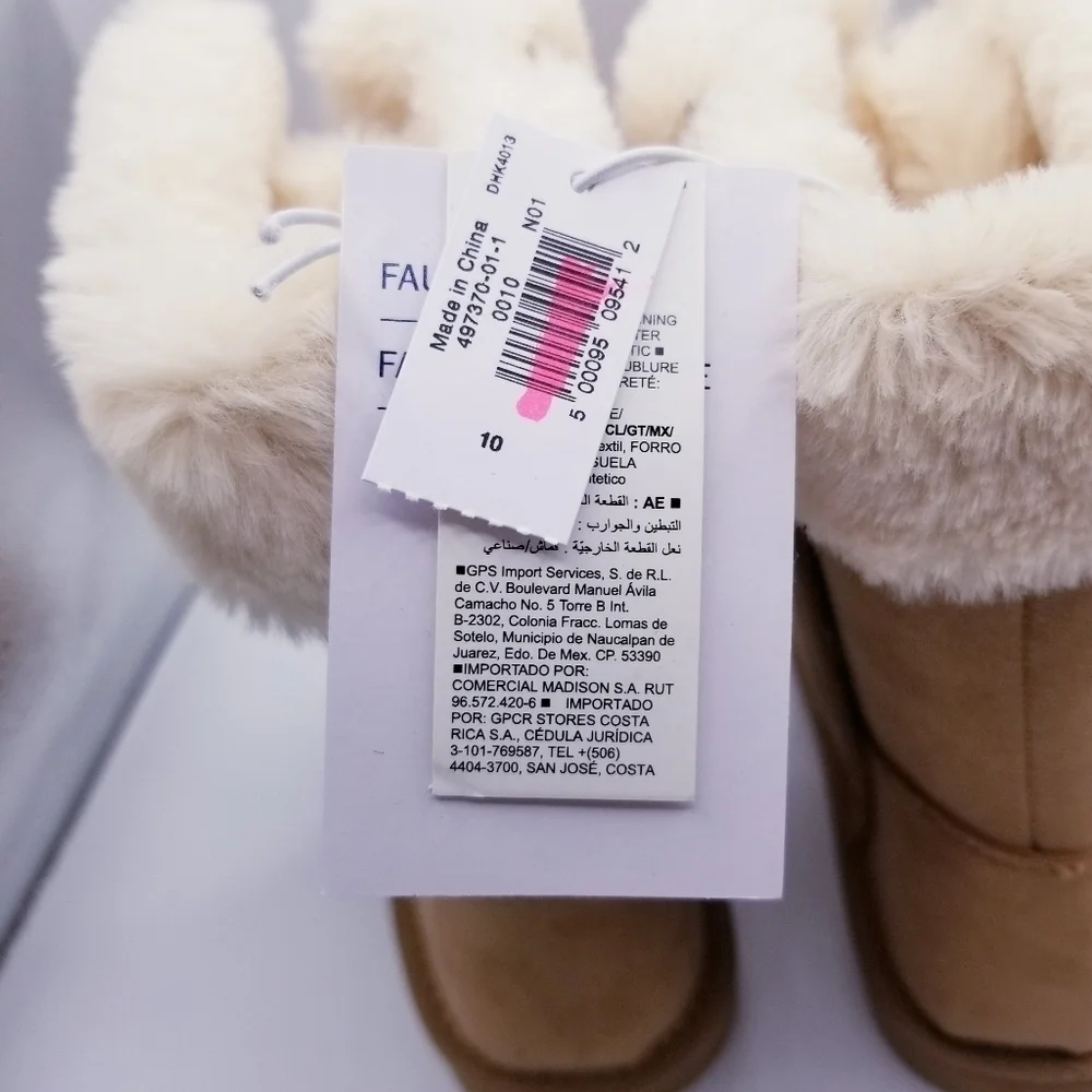 Old Navy #497370 Cozy-Lined Faux-Suede Lace-Up Tan Boots for Toddler size 10